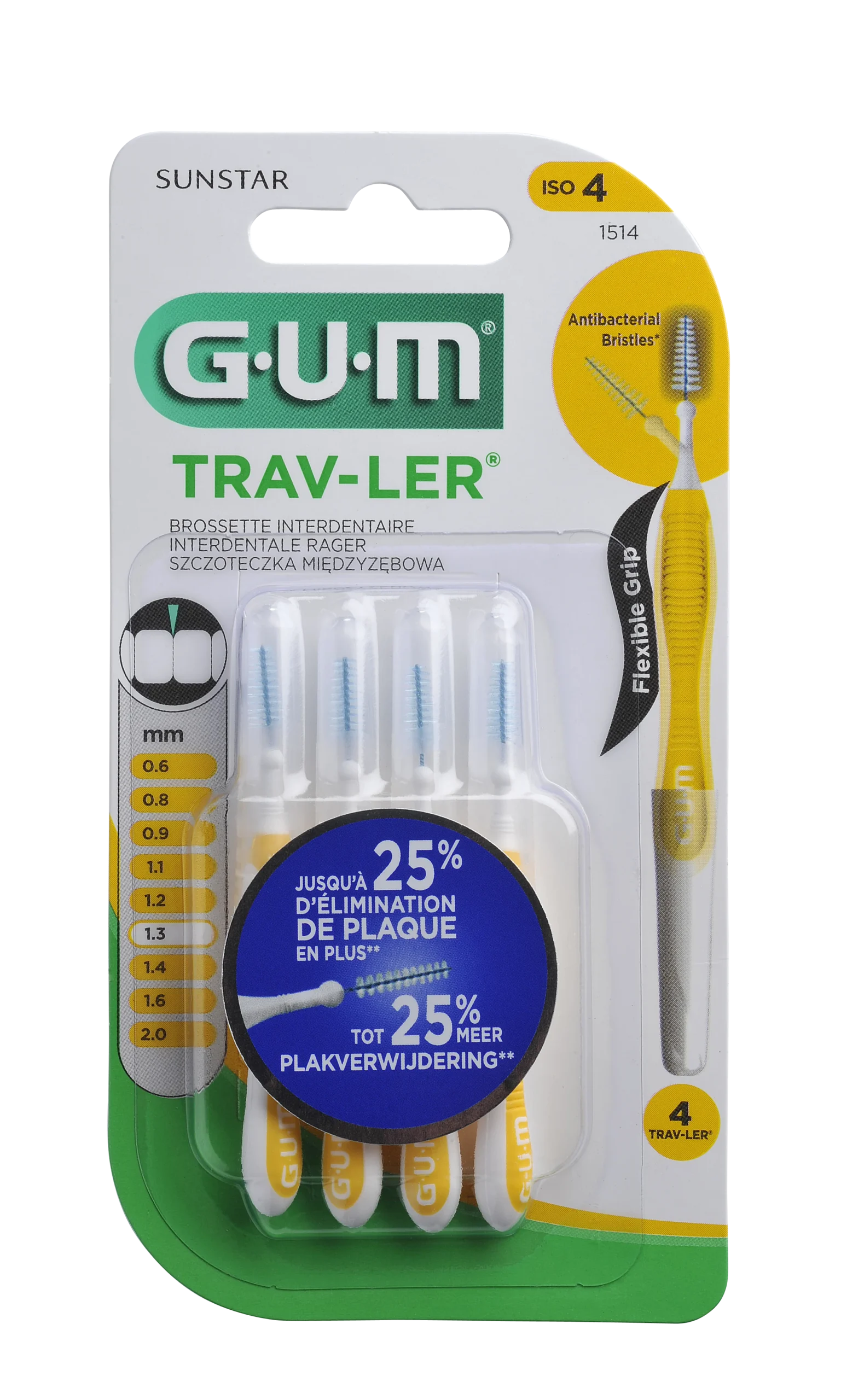 PROXABROSSE GUM CONIQ FINE / 1514 (1.3MM) JAUNE - Image 1