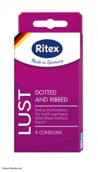 PRESERVATIFS RITEX LUST DOTTED AND RIPPED X 8