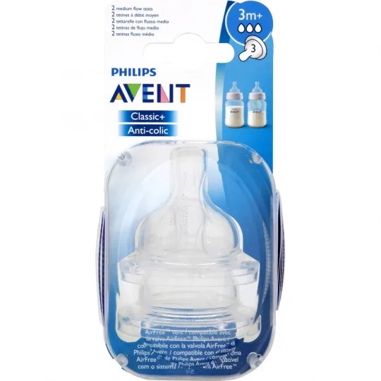 AVENT TETINES CLASSIQUE 3M+ /BLEU  633/27