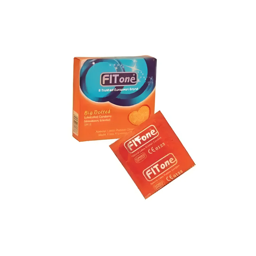 PRESERVATIFS FIT ONE DOTTED X 3 FRAISE - Image 1