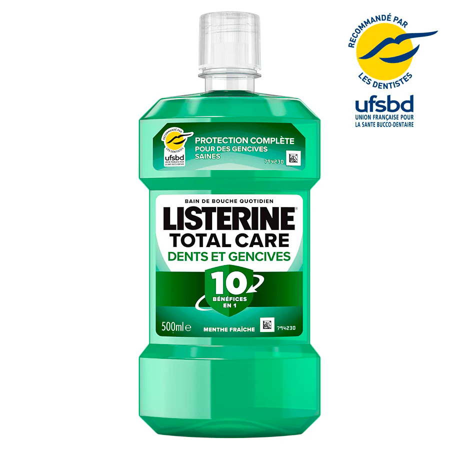 LISTERINE BAIN DE BOUCHE TOTAL CARE 10 EN 1 X 500 ML MENTHE FRAICHE VERT - Image 1