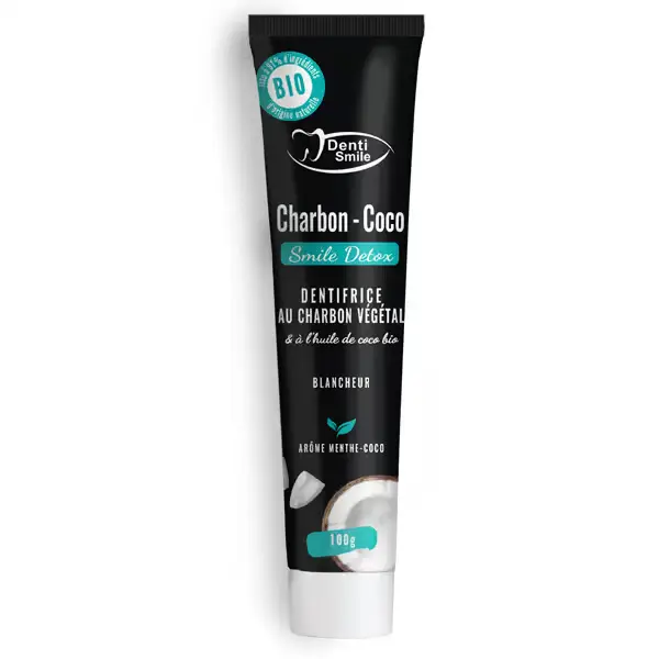 DENTI SMILE DENTIFRICE AU CHARBON COCO AROME MENTHE 100 GR