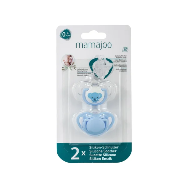 MAMAJOO SUCETTE SILICONE ORTHODONTIQUE ELEPHANT + BLEU + 12MOIS 3077