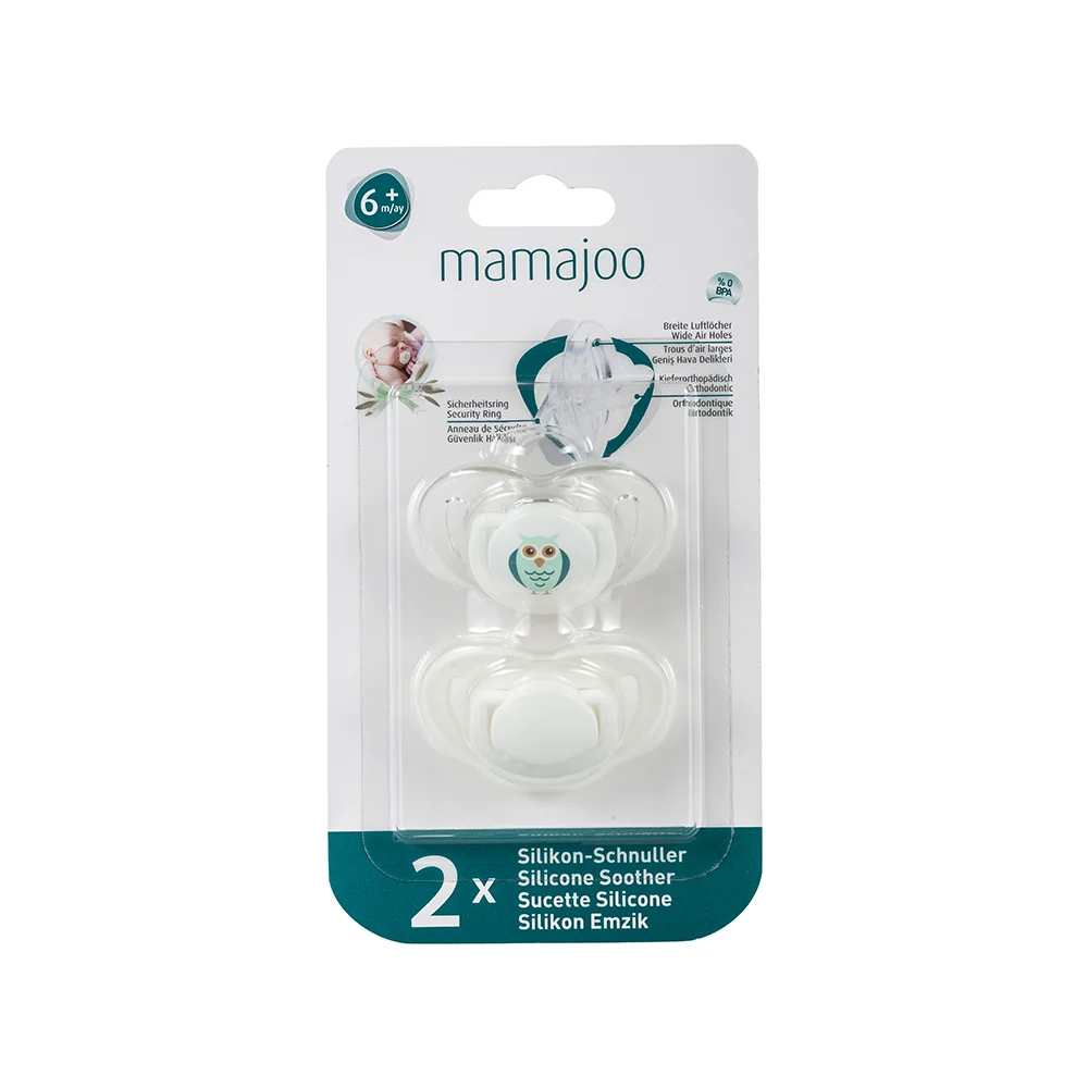 MAMAJOO SUCETTE SILICONE ORTHODONTIQUE OWL+WHITE+ 6MOIS 3053 - Image 1