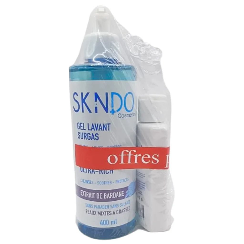 SKINDO GEL LVANT PEAU GRAS 400 ML + LAIT CORPOREL