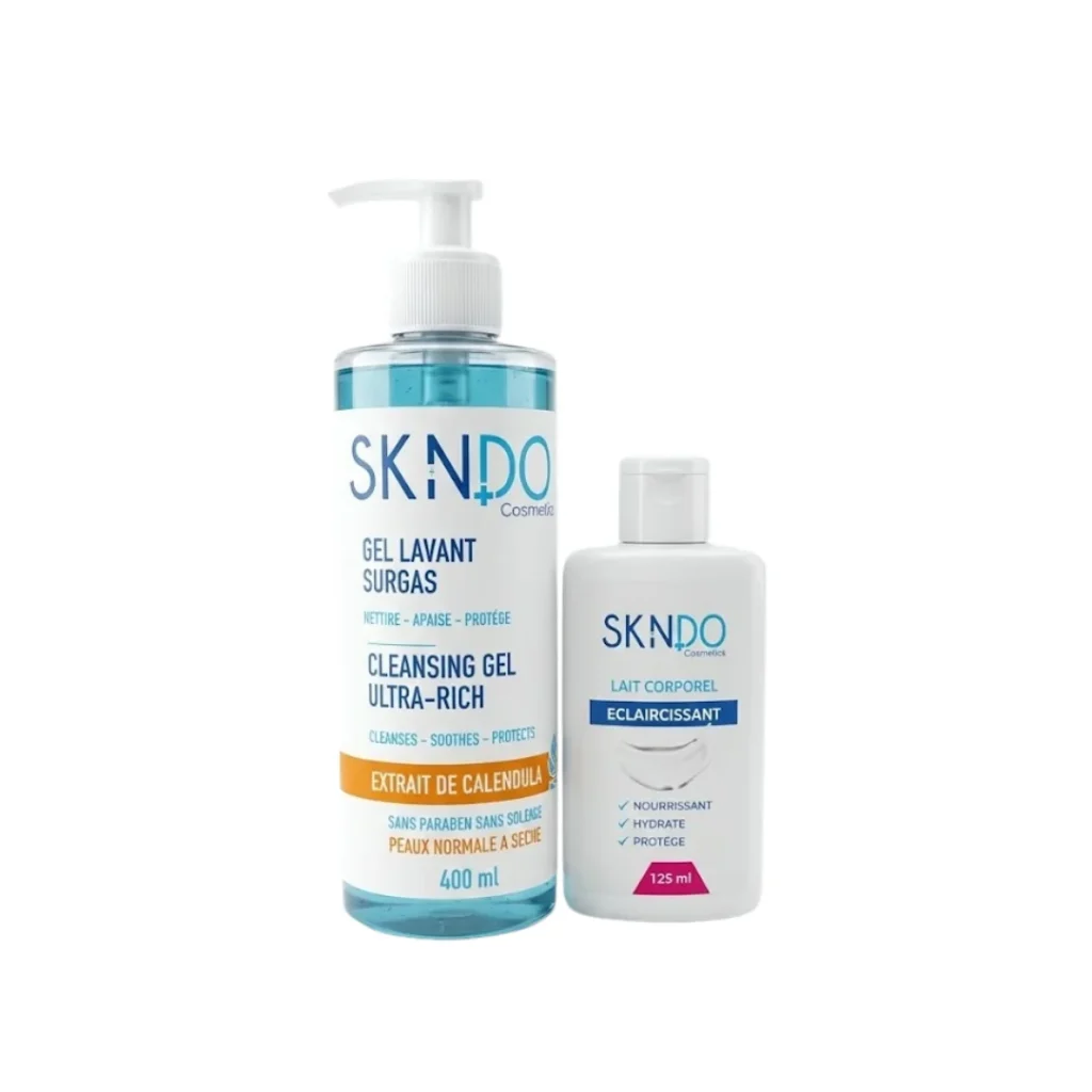 SKINDO GEL LVANT PEAU SECHE 400 ML + LAIT CORPOREL