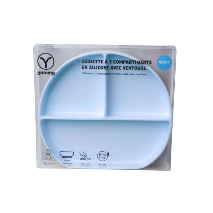 ASSIETTE EN SILICONE AVEC VENTOUSE 3 COMPARTIMENTS YUMMY - Image 1
