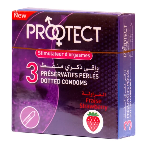 PRESERVATIFS PROTECT X 6 FRAISE ( DOTTED/PERLÉS )