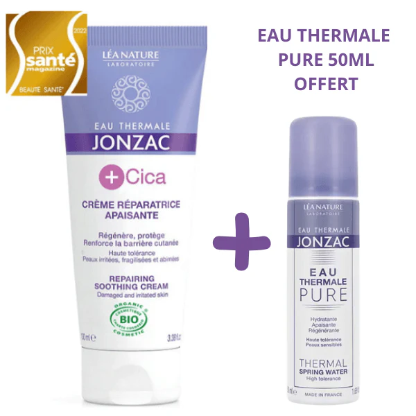 JONZAC CICA CREME REPARATRICE APAISIANTE 100 ML + JONZAC EAU THERMALE PURE 50 ML