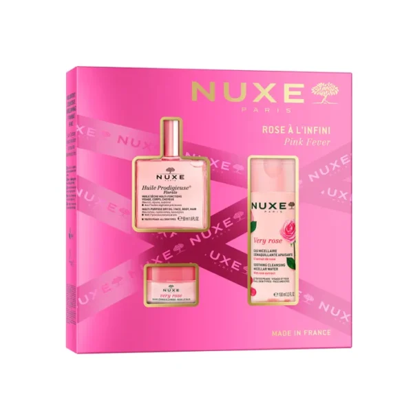COFFRET NUXE HUILE PRODIGIEUSE® FLORALE 50M + VERY ROSE EAU MICELLAIRE APAISANTE 3-EN-1 100ML + VERY ROSE BAUME LÈVRES À LA ROSE 15G ROSE  ( ROSE A L'INFINI)