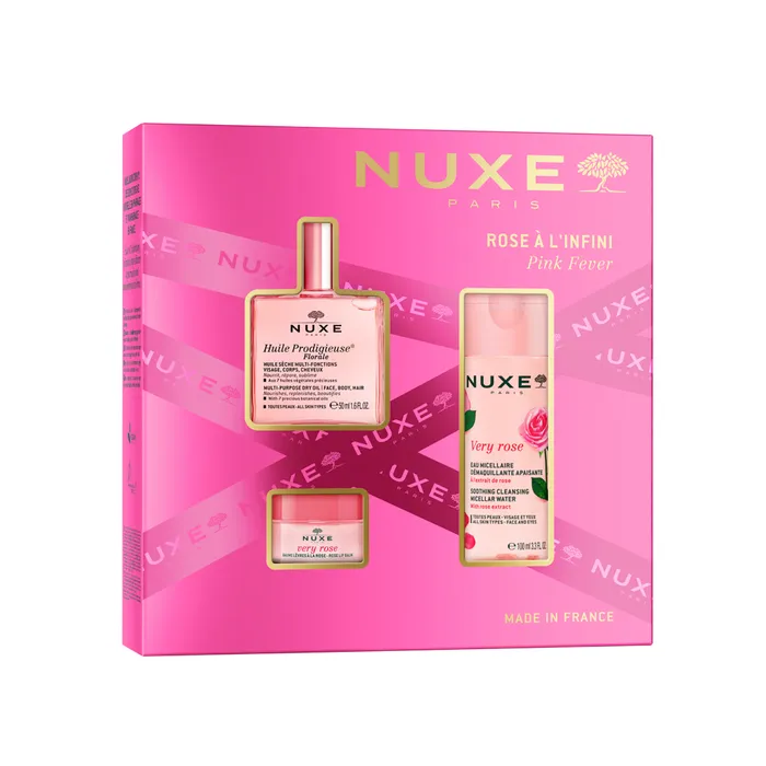 COFFRET NUXE HUILE PRODIGIEUSE® FLORALE 50M + VERY ROSE EAU MICELLAIRE APAISANTE 3-EN-1 100ML + VERY ROSE BAUME LÈVRES À LA ROSE 15G ROSE  ( ROSE A L