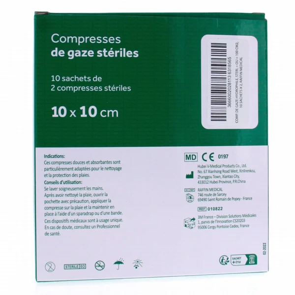 BANDE DE GAZE HYDROPHILE BOITE 3M X 10CM RAFFIN