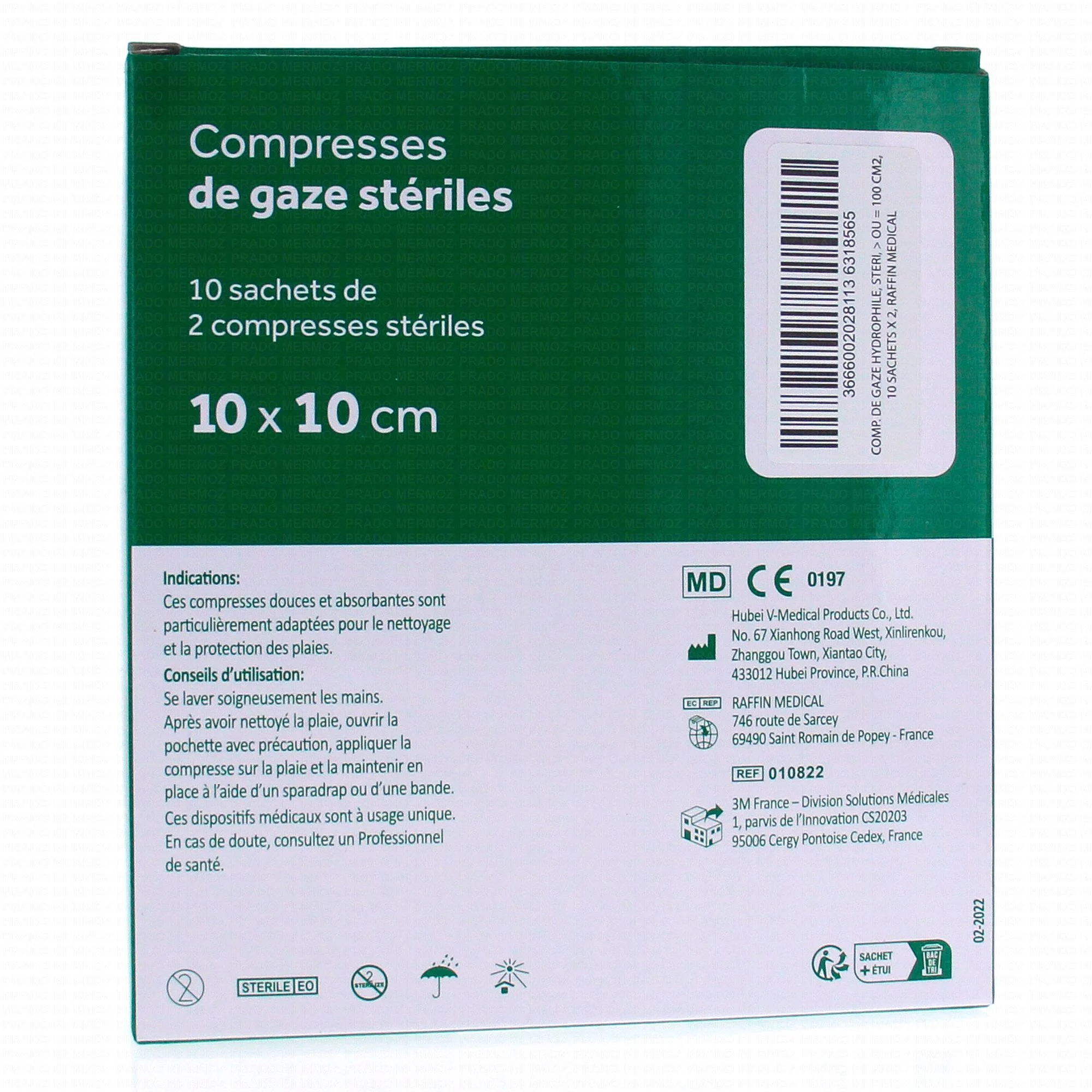 BANDE DE GAZE HYDROPHILE BOITE 3M X 10CM RAFFIN - Image 1