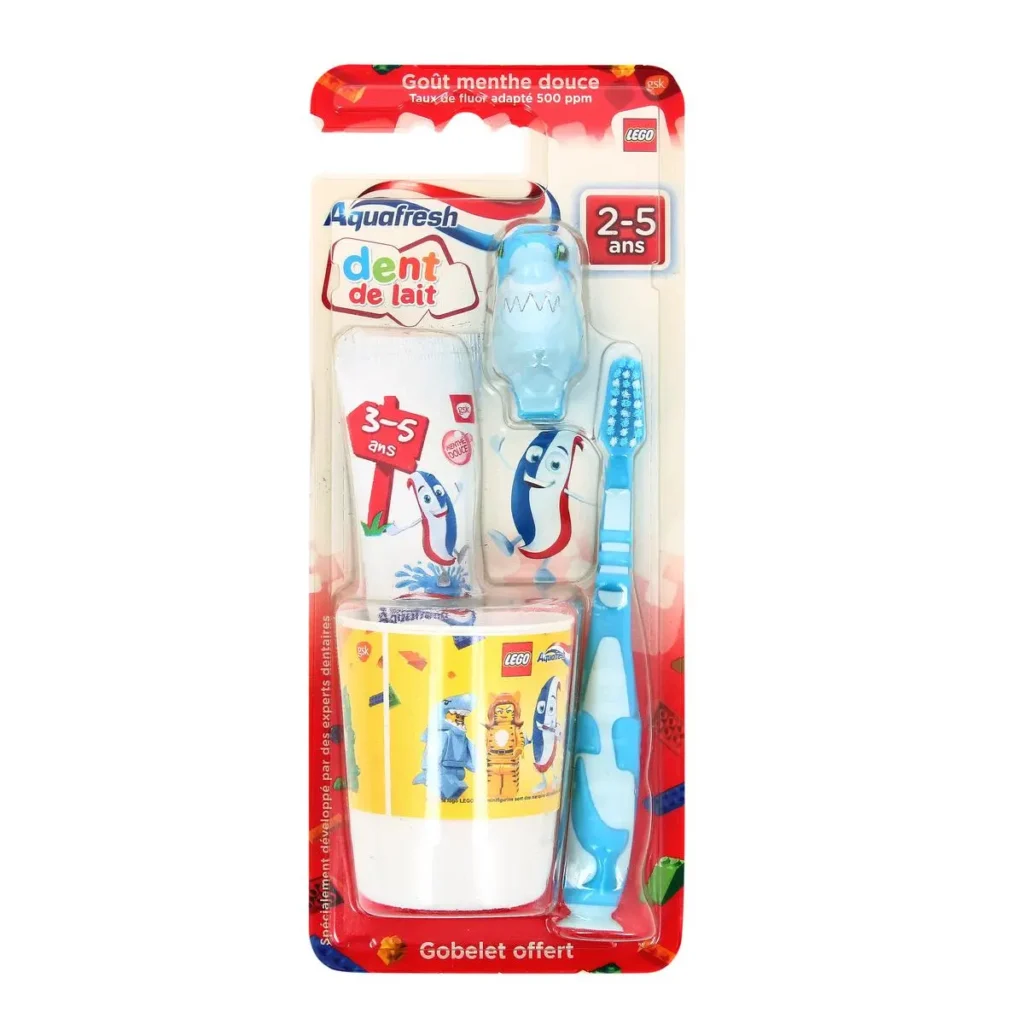 KIT AQUAFRESH 3--5 DENTIFRICE DE LAIT (POPSY)