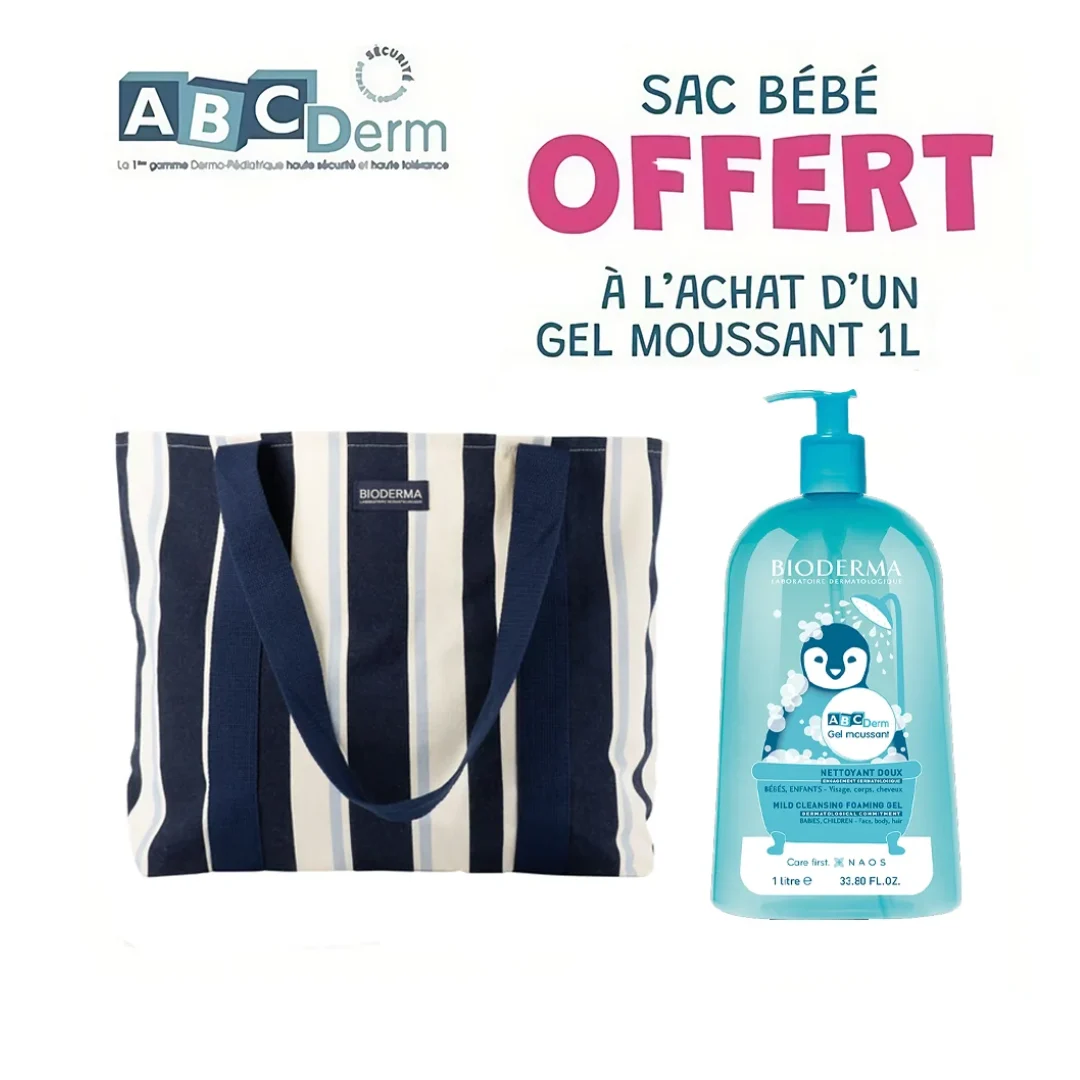 ABC DERM GEL MOUSSANT 1L + SAC A LANGER BLEU OFFERT - Image 1