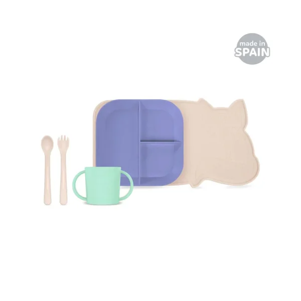 SET REPAS EN SILICONE 6M+(ASSIETTE+GOBLET+2 CUILLERES)