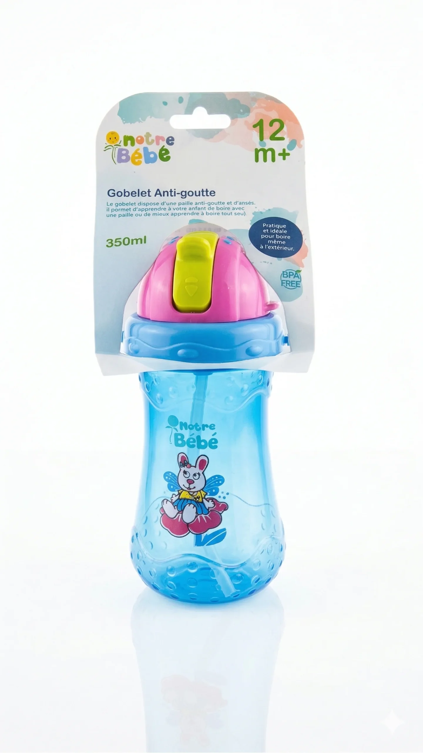 NB PLUS TASSE AVEC PAILLE ANTI GOUTTE 12 M+ 350 ML (COMED) - Image 1