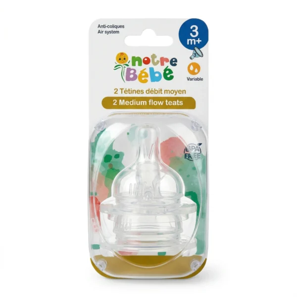 NB PLUS TETINE ANTI COLIQUES EN SILICONE X 2 MEDIUM 3M+