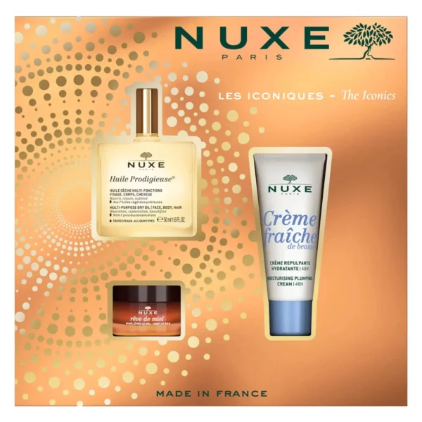 COFFRET NUXE PRODIGIEUSE 50 ML + SHP 50 ML + BAUME LEVRE 15GR LES ICONIQUES