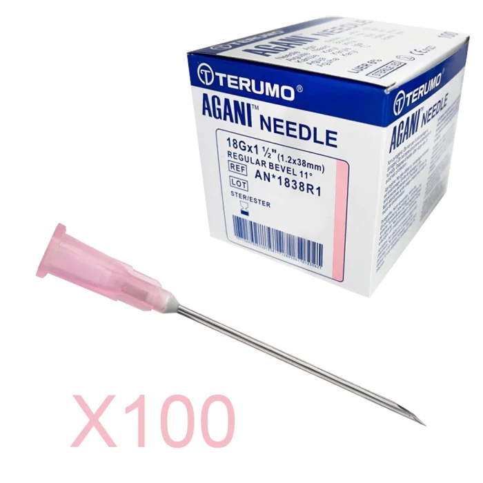 AIGUILLES SERINGUES JETABLES 18 MM X 100 UNITES ROSE VETIRINAIRE - Image 1
