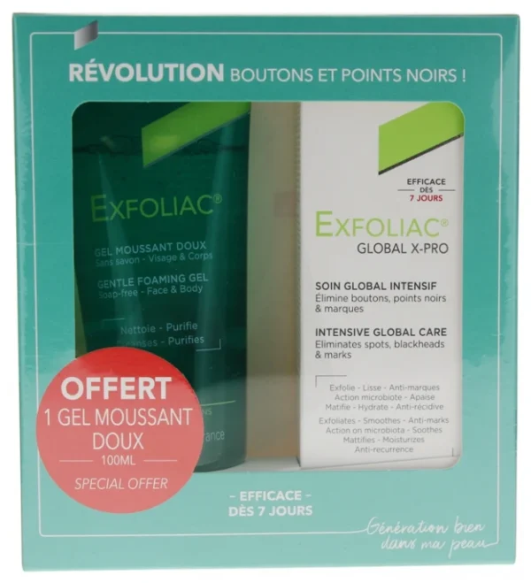 EXFOLIAC GLOBAL 6 X 30 ML + EXFOLIAC GEL MOUSSANT OFFERT PROMO