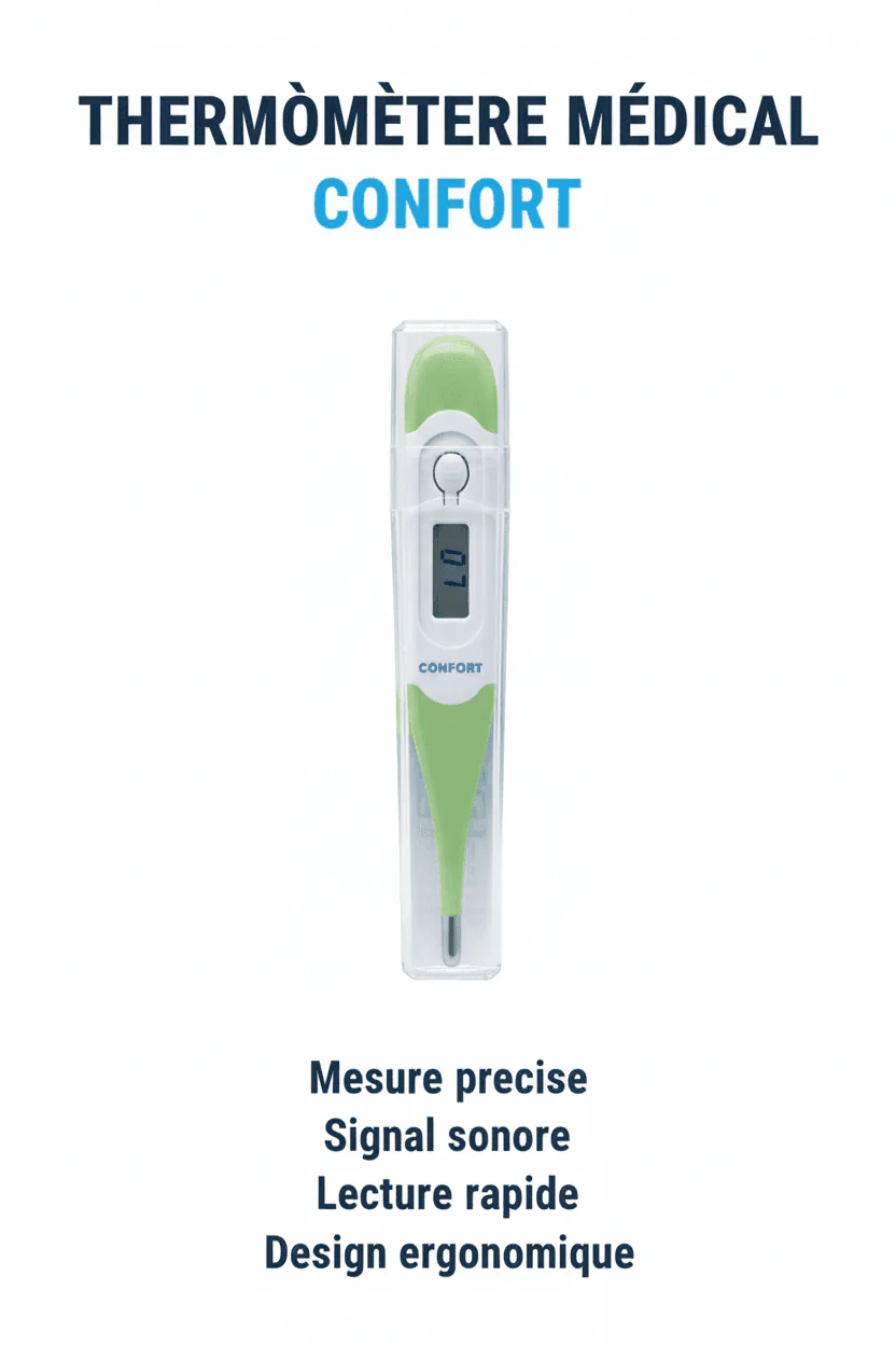 THERMOMETRE DIGITAL FLEXIBLE CONFORT TRANSPARENT COULEURS - Image 1