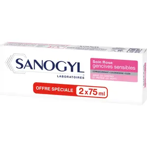 DENTIFRICE SANOGYL ROSE 1500 PPM SOIN GENCIVES X 2