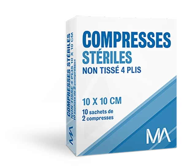 COMPRESSE STERILES 10X 10 PAQUET DE (12 PLIES)