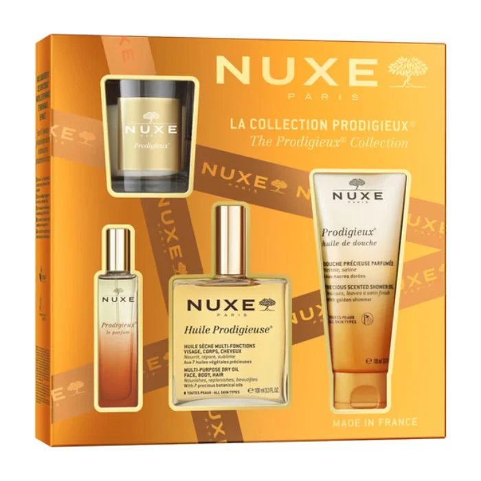 COFFRET NUXE HUILE SECHE 100ML + PARFUM 15 ML +HUILE DE DOUCH 100ML + BOUGIE /LA COLLECTION PROD - Image 1