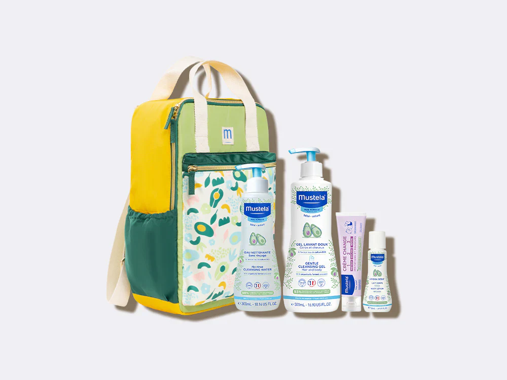 PROMO MUSTELA ( LAIT DE TOILETTE 200 ML + SHP BB 200 ML + SAVON 100 GR + 2 LINGETTES + MUSTI PARFUM + SAC A DOS PASTEL  ) - Image 1