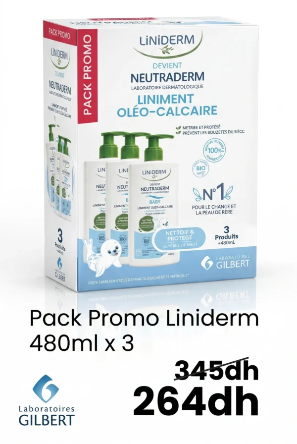 LINIDERM NEUTRADERM 3 LINIMENT OLEO CALCAIRE 250 ML +POMPE 480 ML