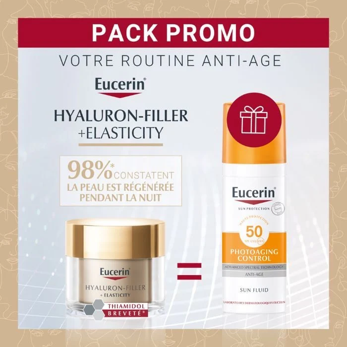 EUCERIN HYALURON FILLER + ELASTICITY NUIT 50 ML + ECRAN FLUIDE ANTI AGE - Image 1