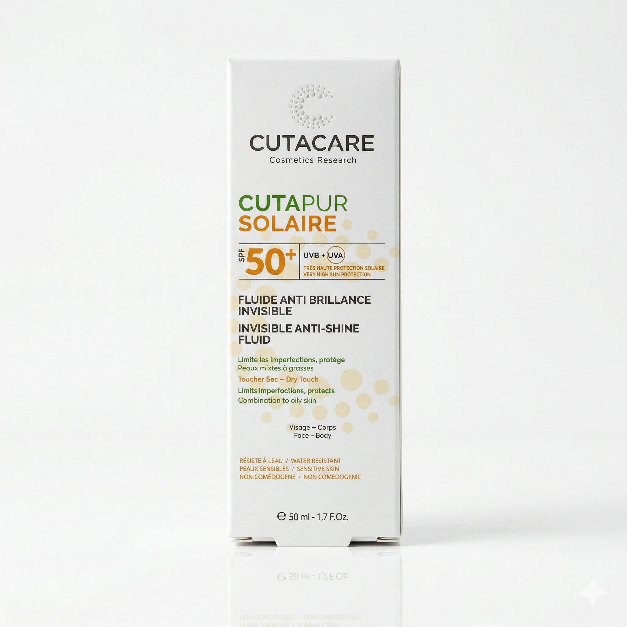 CUTAPUR SOLAIRE SPF50+ FLUIDE ANTI BRILLANCE INVISIBLE 50 ML CUTACARE - Image 1