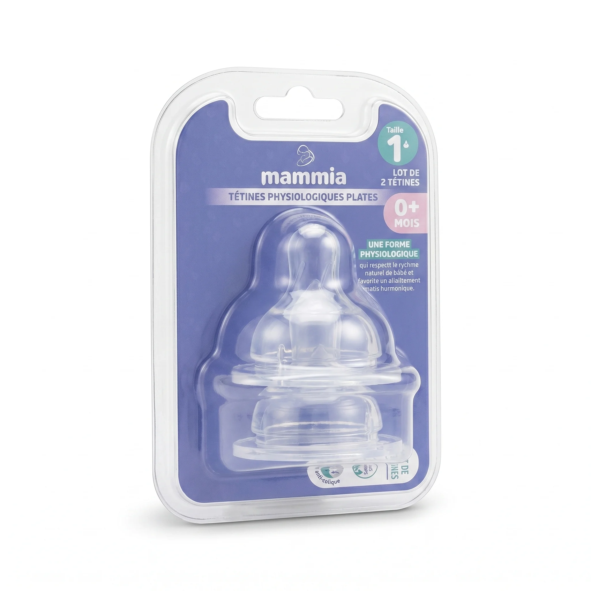 MAMMIA TETINES PLATES PHYSIOLOGIQUE EN SILICONE 0M+ - Image 1