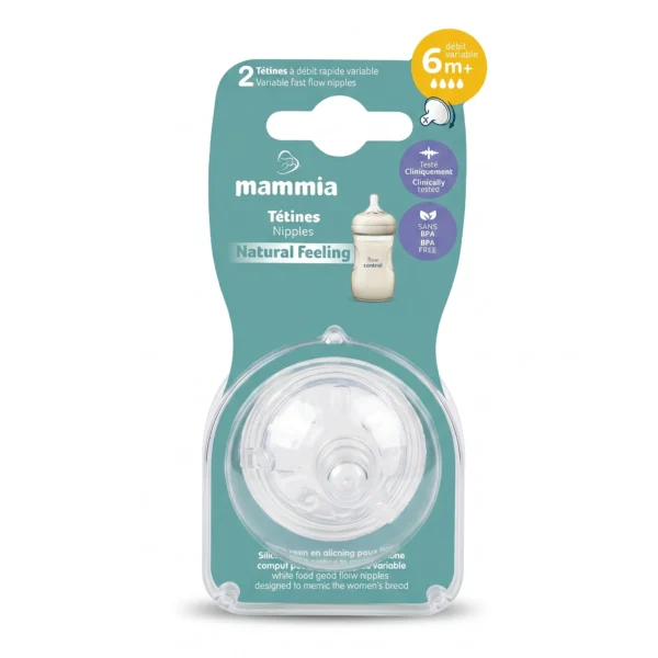 MAMMIA TETINES X 2 EN SILICONE NATURAL FEELING 6M+ VARIABLE