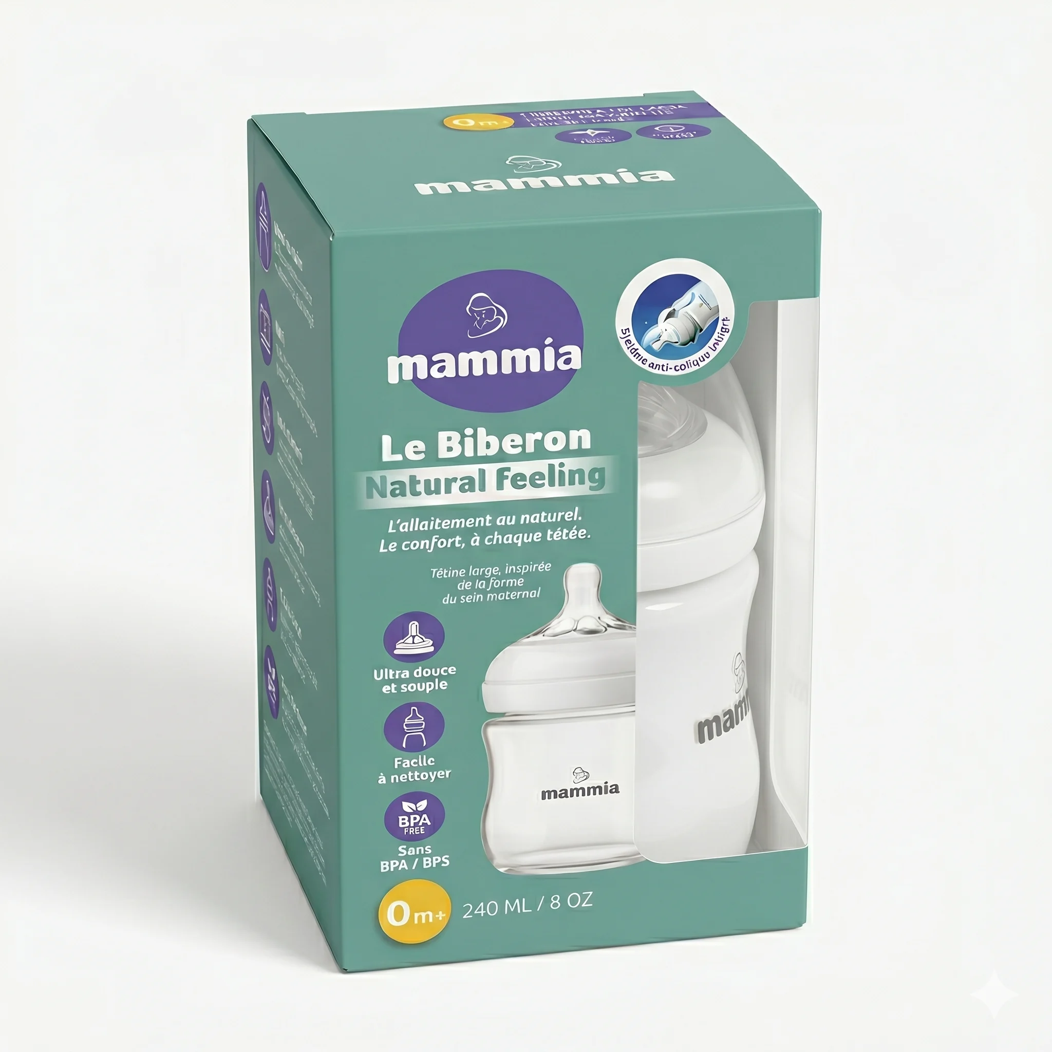 MAMMIA BIBERON NATUREL FEELING 120 ML BLANC - Image 1