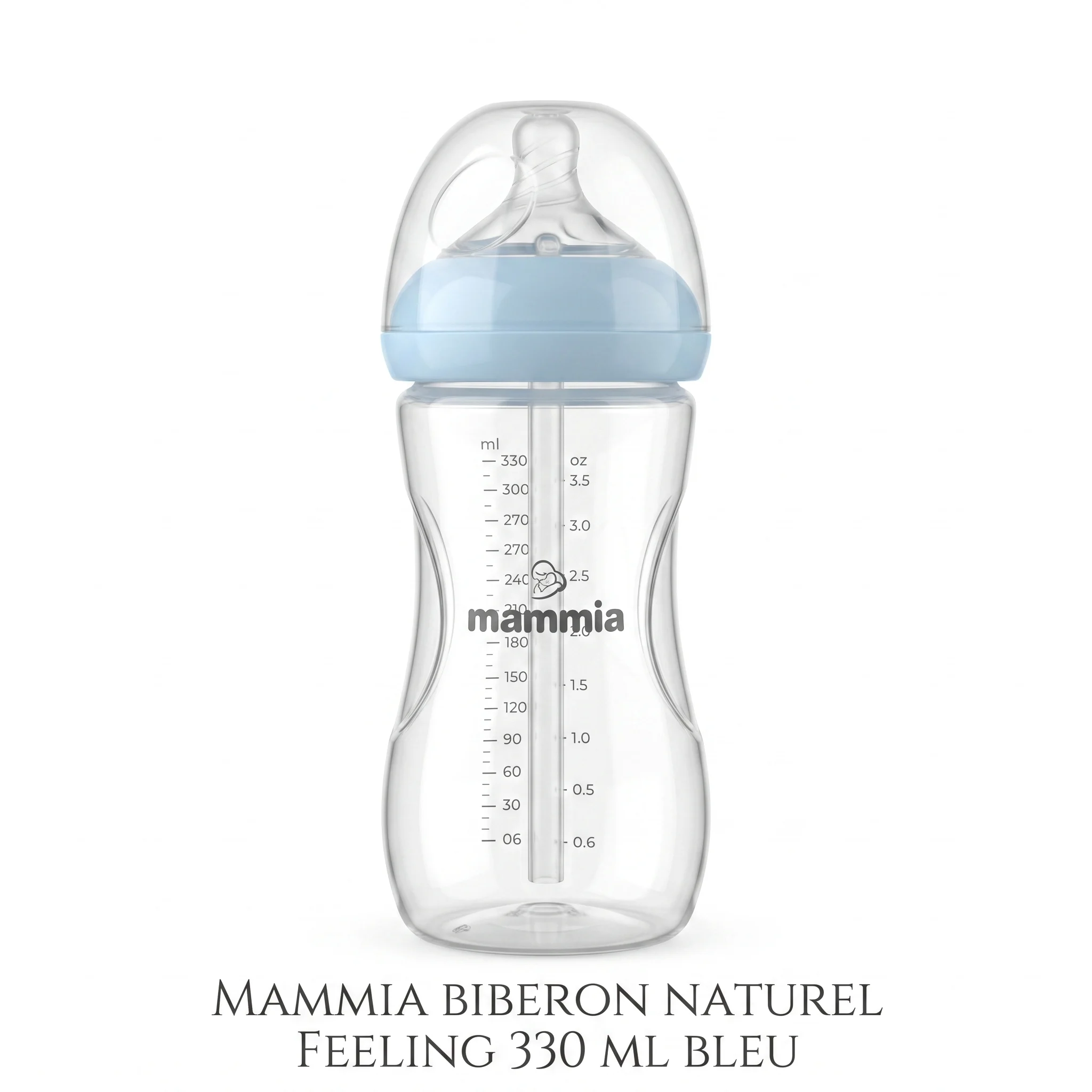 MAMMIA BIBERON NATUREL FEELING 330 ML BLEU - Image 1