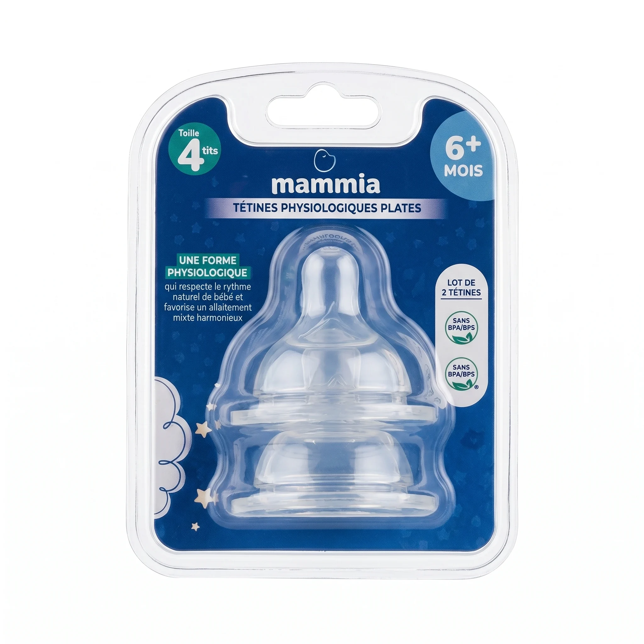 MAMMIA TETINES PLATES PHYSIOLOGIQUE EN SILICONE 6M+ - Image 1