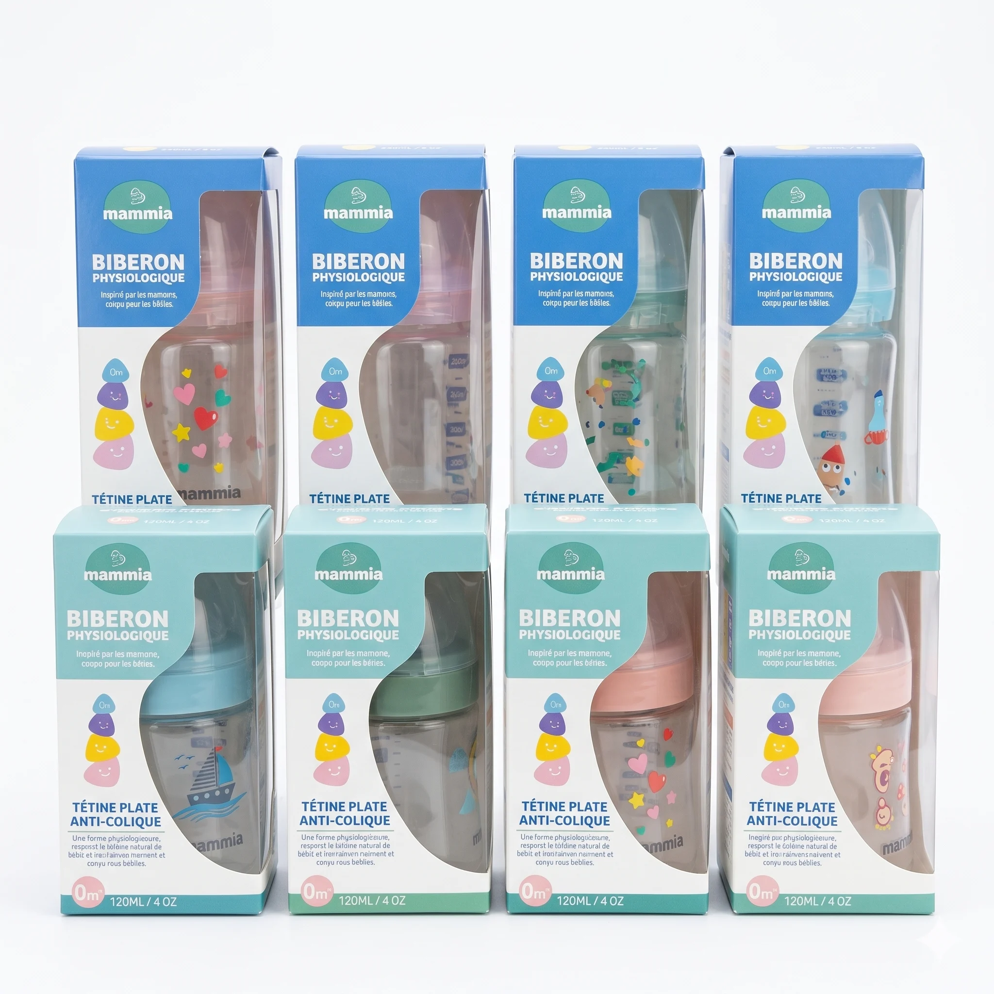 MAMMIA BIBERON PHYSIOLOGIQUE AV TETINE PLATE 120 ML - Image 1