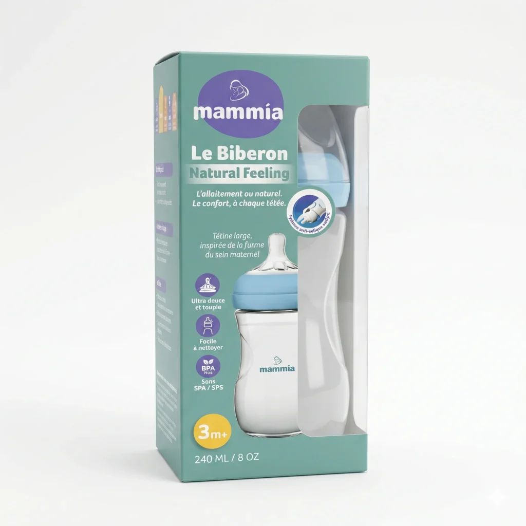 MAMMIA BIBERON NATUREL FEELING 240 ML BLEU