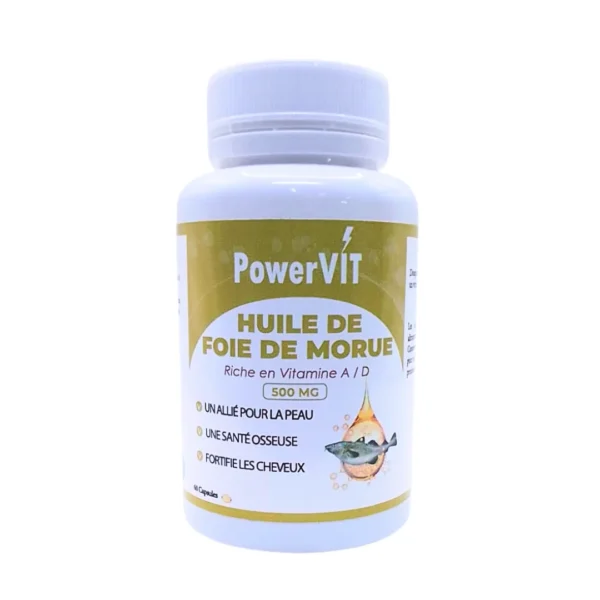HUILE DE FOIE DE MORUE 500MG 60 GELULES POWERVIT