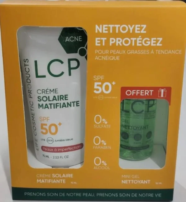 LCP ACNE CREME SOLAIRE 75 ML + MIN GEL NETTOYANT