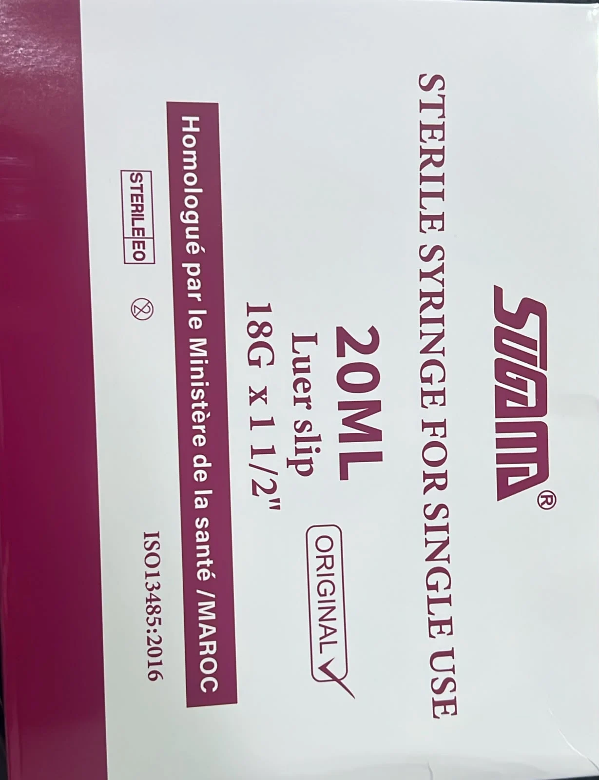 SERINGUE DISPOSABLE 20 CC 18 G SUGMA - Image 1